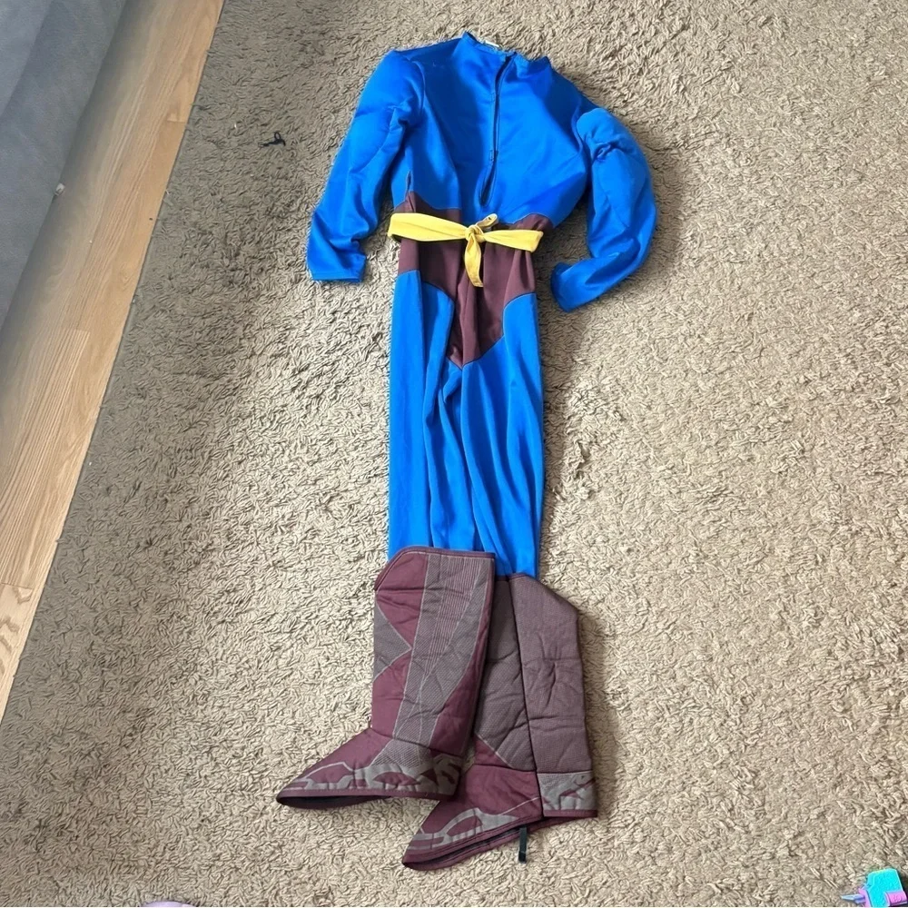 Superman Costume Large Belt Kids Blue Red Boots Halloween Super Hero